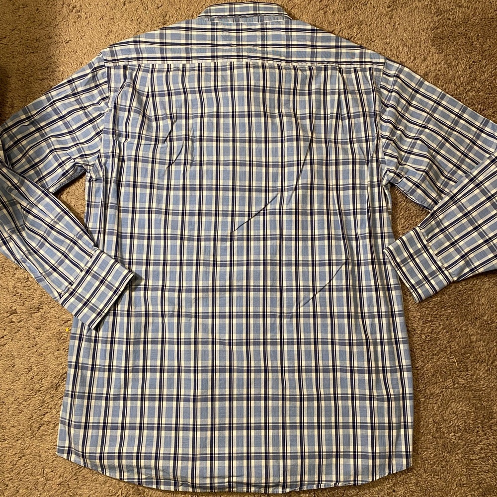 Tommy Hilfiger Adult Mens Size 15.5 Button Up Down Cotton Blue Dress Shirt - Picture 8 of 10